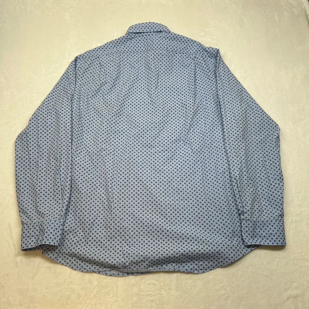 Polo Ralph Lauren Dress Shirt Mens 2XL Light Blue Geometric Print Button‎ Down